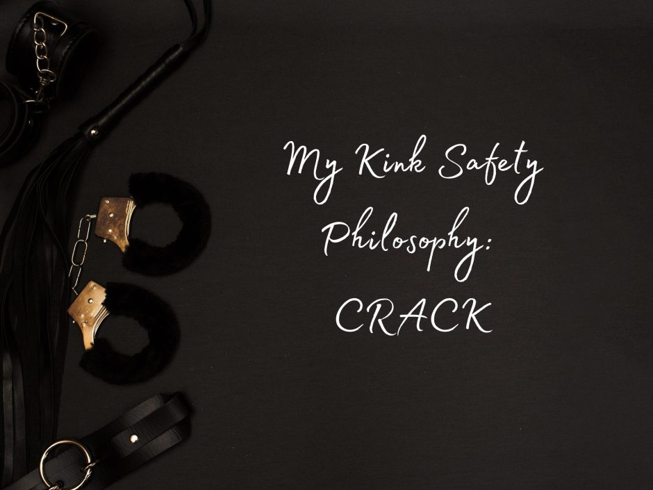 BDSM toys on a black background, header for a post on the CRACK kink safety philosophy