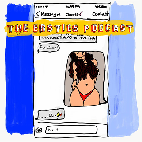 A cartoon cover image from The Ersties podcast