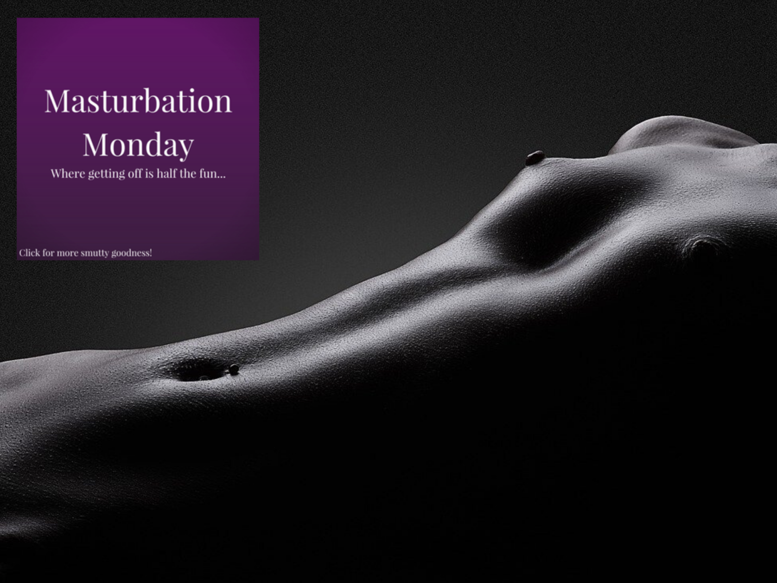 A nude woman's body with the Masturbation Monday logo. 
