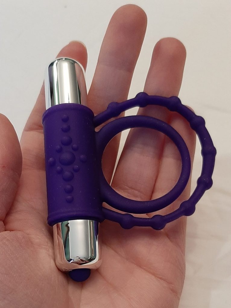 Silver bullet vibrator and silicone cock ring