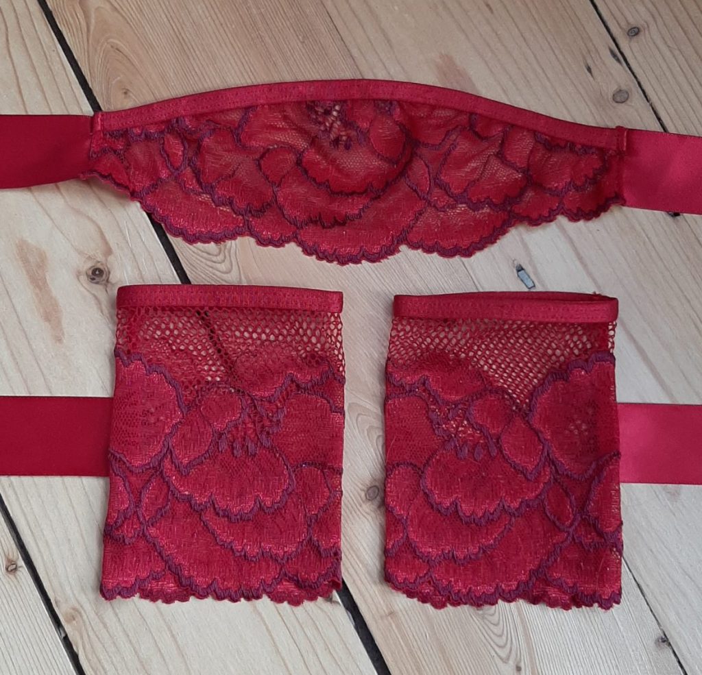 Lovehoney Tiger Lily red lace cuffs set