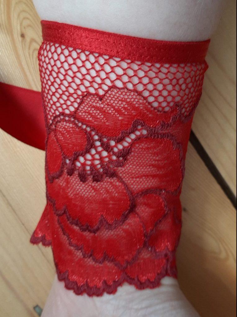 Lovehoney red lace cuff from Tiger Lily Valentine's Day lingerie range