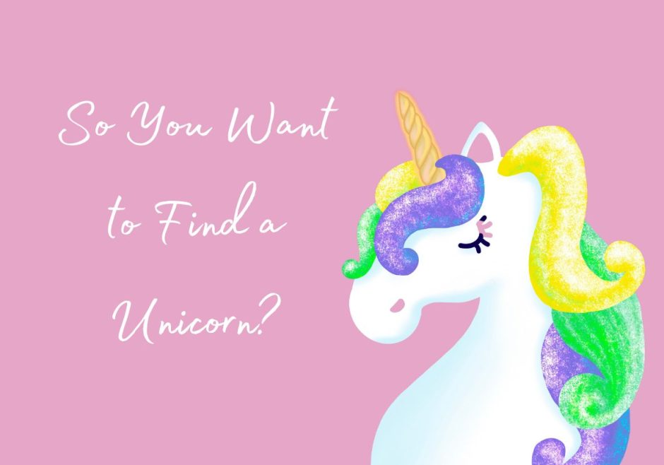 So you want to find a unicorn? Header image for a post about throuple relationships and unicorn hunting.