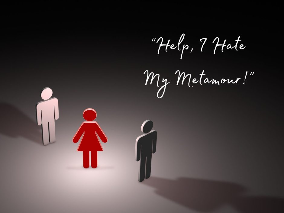 Help, I hate my metamour cover image featuring icon outlines of two men and a woman