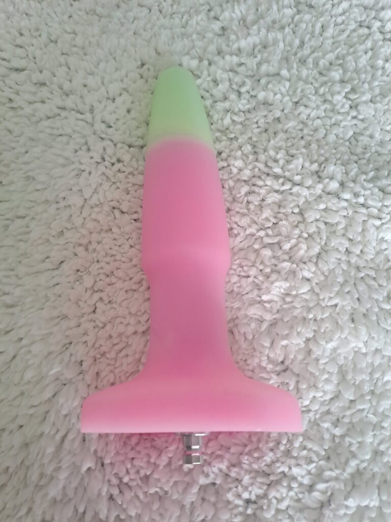 Hismith glow in the dark silicone anal plug attachment in pink and green